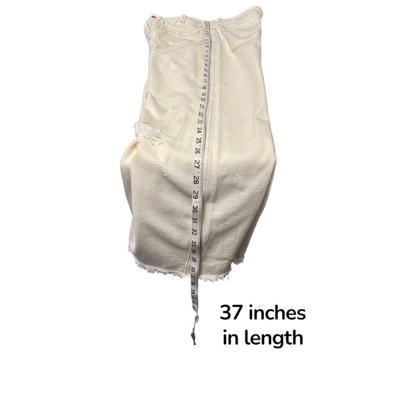 We The Free by Free People Cream Distressed Straight Crop Jeans – Size 27 – High - Picture 9 of 13